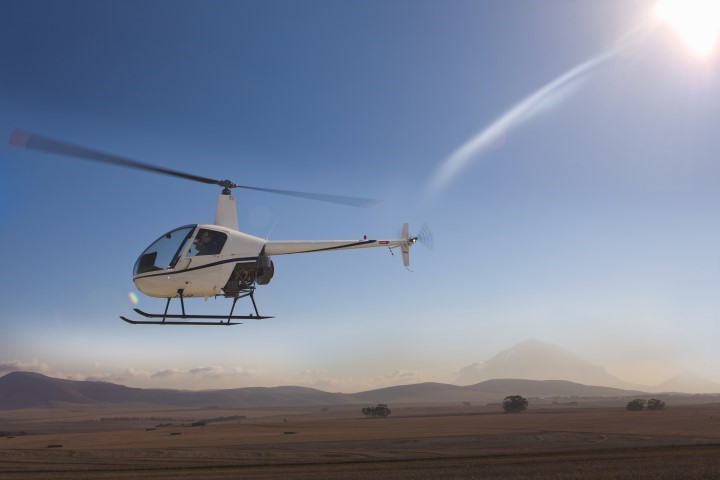 Helicopter on the desert floor