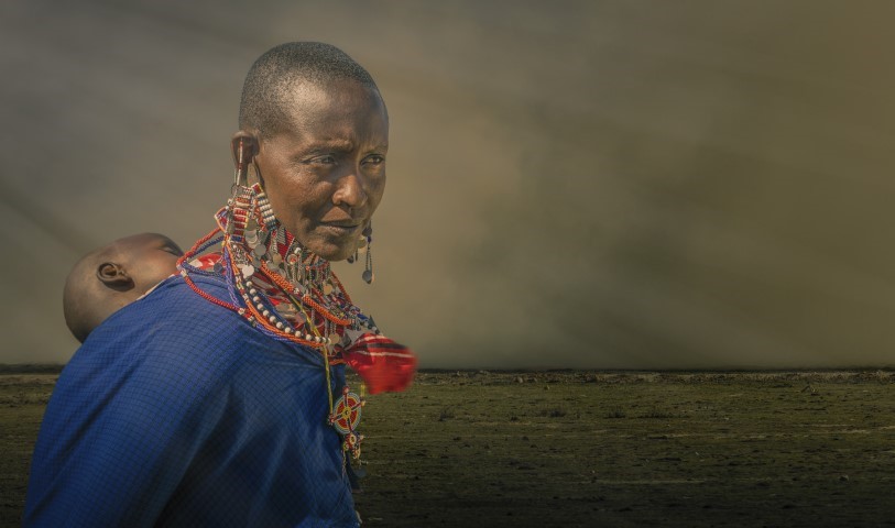 Maasai woman with child